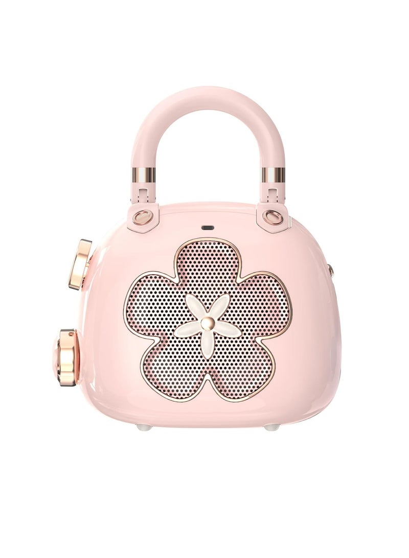 Doss Mini Bluetooth Speaker, Two In One Wireless Portable Speaker, High Bass Bluetooth Subwoofer, Stylish And Retro Design Mini Music Box For Indoor And Outdoor, (1pc, Light Pink) - Image 1