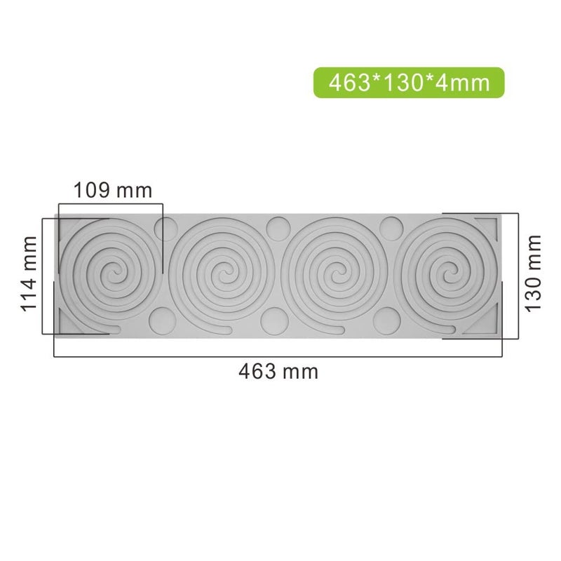 TUKE Silicone Mold Hollow Love Heart Shape Tree Leaf Lace Molds Chocolate Candy Fondant Mold 3D Tree Branch Leaves Cake Fondant Silicone Mold Clay Mould for Cupcake (Coil Pattern H_18.52x5.2x0.16inch) - Image 2