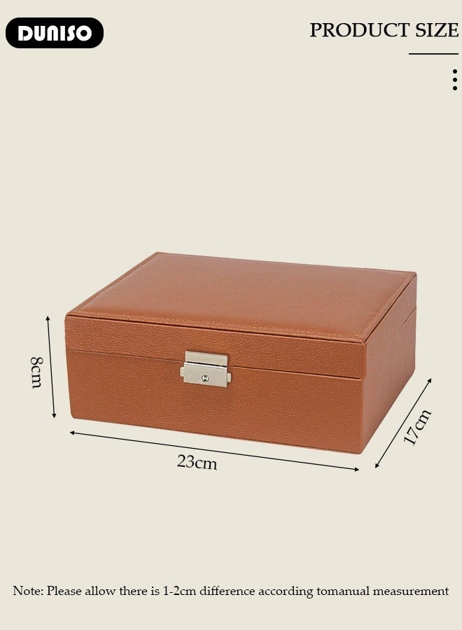 DUNISO Jewelry Box for Women, Large Capacity Double Layer Display Jewellery Organizer with Removable Tray & Partition, PU Leather Jewellery Storage Case, Travel Jewel Holder Cabinet for Earing, Necklace, Bracelet, Rings - Image 5