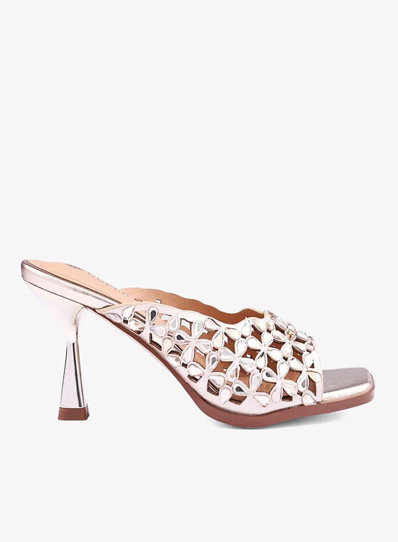 Cuple Womens cut-out floral heeled sandals