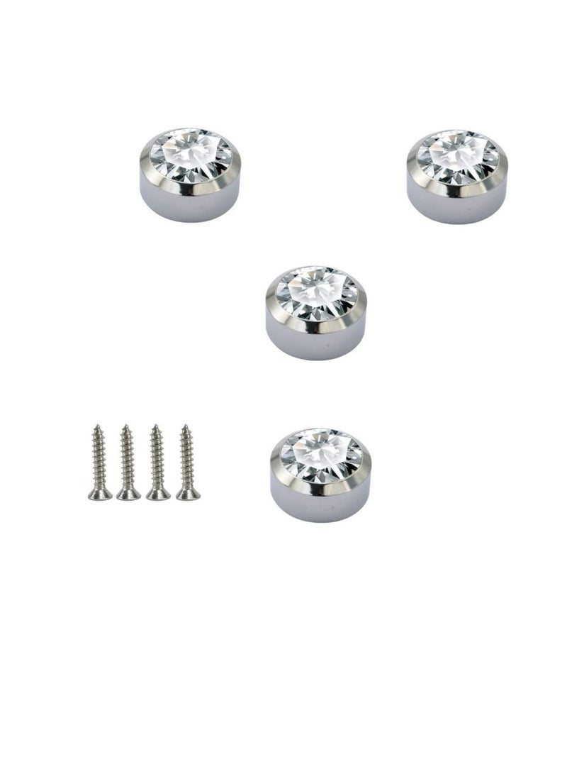 Chrome Plated Mirror Button, Round Crystal Mirror Cap Etc. 4 Pcs (19mm) - Image 1
