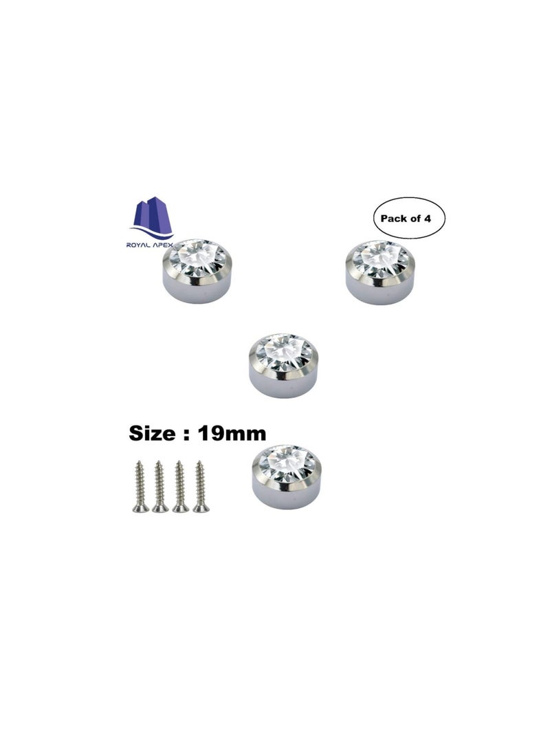 Chrome Plated Mirror Button, Round Crystal Mirror Cap Etc. 4 Pcs (19mm) - Image 3