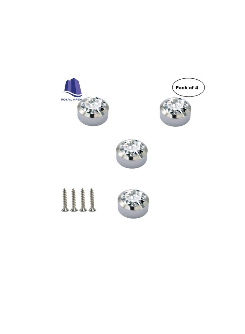 Chrome Plated Mirror Button, Round Crystal Mirror Cap Etc. 4 Pcs (19mm) - Image 2
