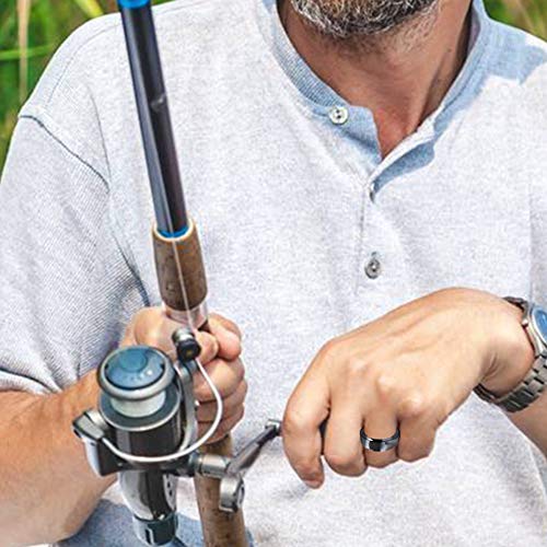 Finrray Silicone Wedding Ring for Men, Breathable Rubber Wedding Bands for Crossfit Fishing Hunting-8 Pack (Camo,Navy Blue, Olive Green, Dark Grey, Black, Size 12 - (20.30 mm)) - Image 5