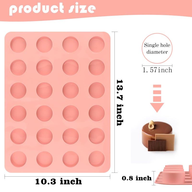 Actvty Round Chocolate Molds, 24-Cavity Mini Size Cupcake Silicone Molds for Coconuts Macarons Candy Mini Cakes Jelly Baking - Image 3