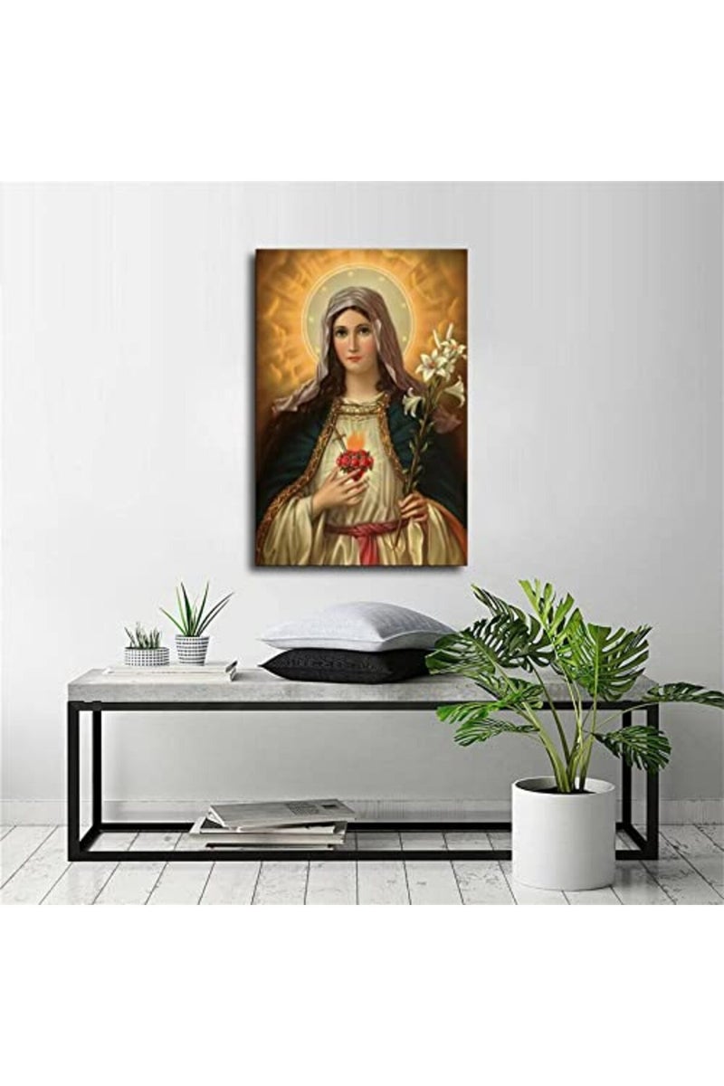 FireDeer Catholic Jesus Poster Print On Canvas Painting Christian God Pictures for Living Room No Frame (Virgin Mary, 20x30inch) - Image 4
