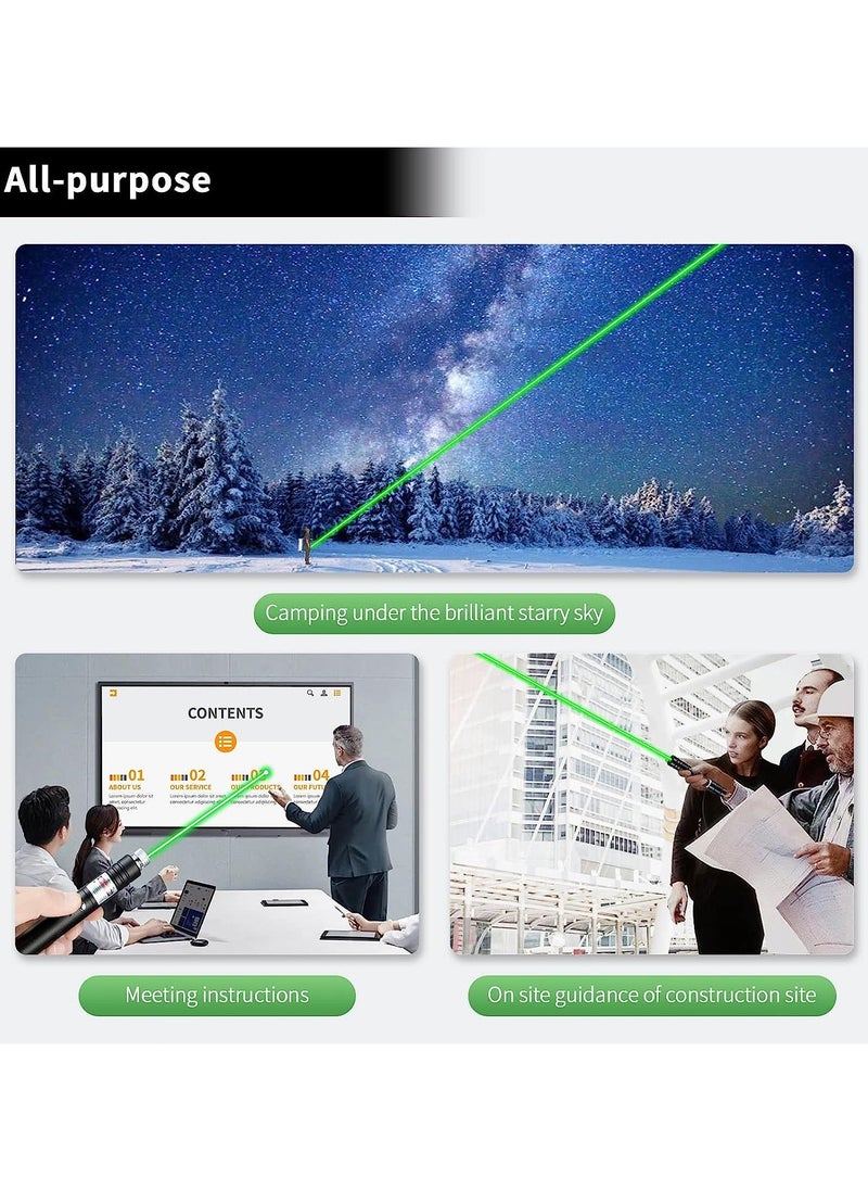 PESNCI - Long Range Green Laser Pointer, 2000 Metres Laser Pointer High Power Pen, Green Lazer Pointer Rechargeable for Hiking, Cat Laser Toy USB Charge - Image 1
