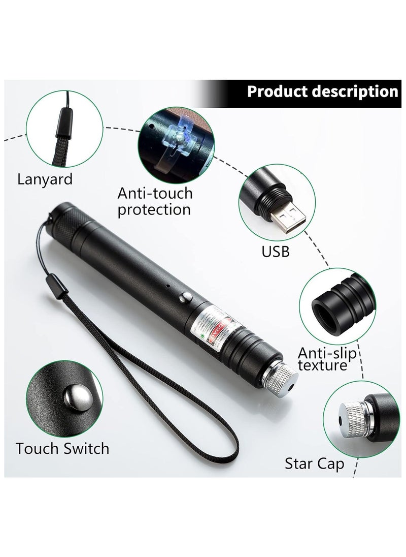 PESNCI - Long Range Green Laser Pointer, 2000 Metres Laser Pointer High Power Pen, Green Lazer Pointer Rechargeable for Hiking, Cat Laser Toy USB Charge - Image 1
