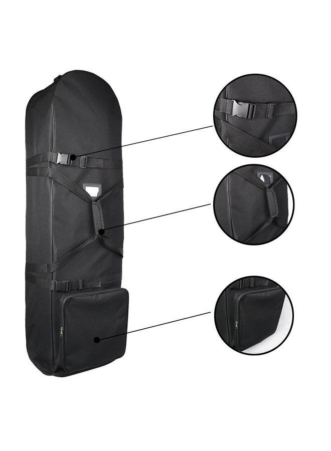 Generic Foldable Golf Club Cover with Wheels Black - Portable Wear-Resistant Water Resistant Travel Bag, Adjustable Straps & Buckles for Air Consignment