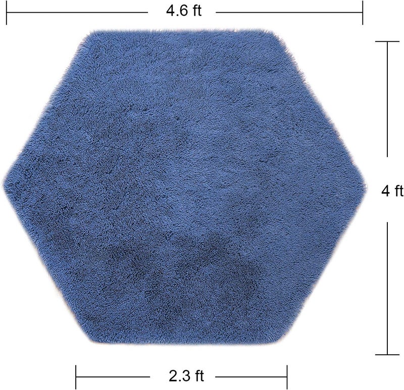 junovo Ultra Soft Rug for Nursery Children Room Baby Room Home Decor Dormitory Hexagon Carpet for Playhouse Princess Tent Kids Play Castle, Diameter 4.6 ft, Navy Blue - Image 2