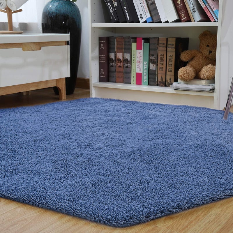 junovo Ultra Soft Rug for Nursery Children Room Baby Room Home Decor Dormitory Hexagon Carpet for Playhouse Princess Tent Kids Play Castle, Diameter 4.6 ft, Navy Blue - Image 5