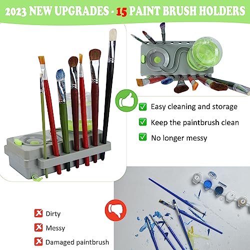 Kardeep Paint Brush Cleaner Upgrade Painting Supplies, Painting Station with Drain, Strengthen Water Recycling Brush Rinser, Paint Brush Cleaner Tool for Acrylic, Watercolor and Water-Based Paints, Grey - Image 4