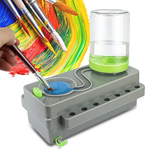 Kardeep Paint Brush Cleaner Upgrade Painting Supplies, Painting Station with Drain, Strengthen Water Recycling Brush Rinser, Paint Brush Cleaner Tool for Acrylic, Watercolor and Water-Based Paints, Grey - Image 1