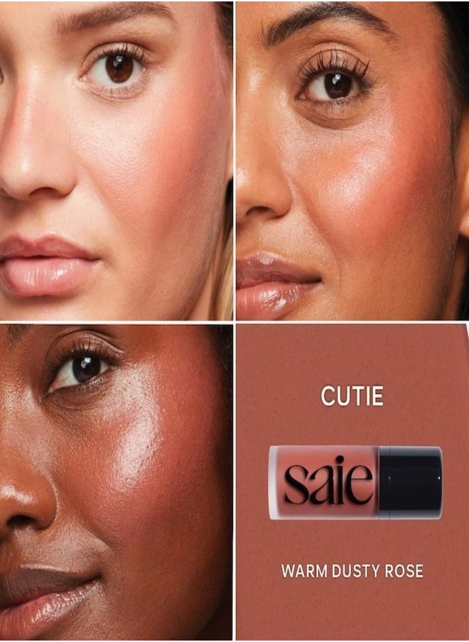 Saie SAIE  Dew  Blush - Lightweight Blendable Liquid Blush, Cutie - hot old pink 11g for a Natural Glow  - Image 2