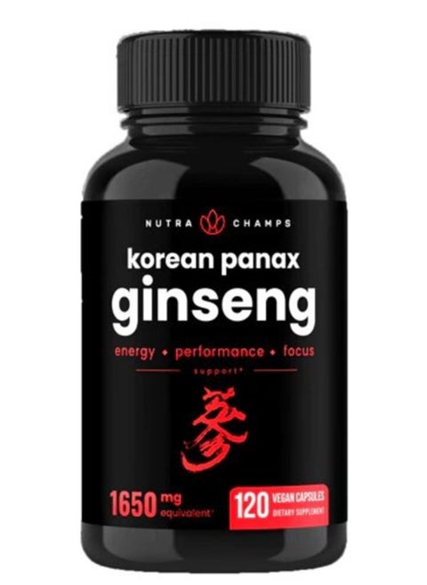 Korean Panax Ginseng 1650 Mg 120 Veggie Capsules 825 Mg Per Capsule