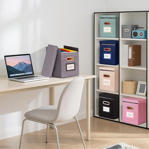 ComfortKeeper 2 Pack Hanging File Folders Organizer with Lid Letter Size Fabric File Storage Box Collapsible Portable Office Document Holder with Metal Handle Smooth PVC Rails Beige - Image 3