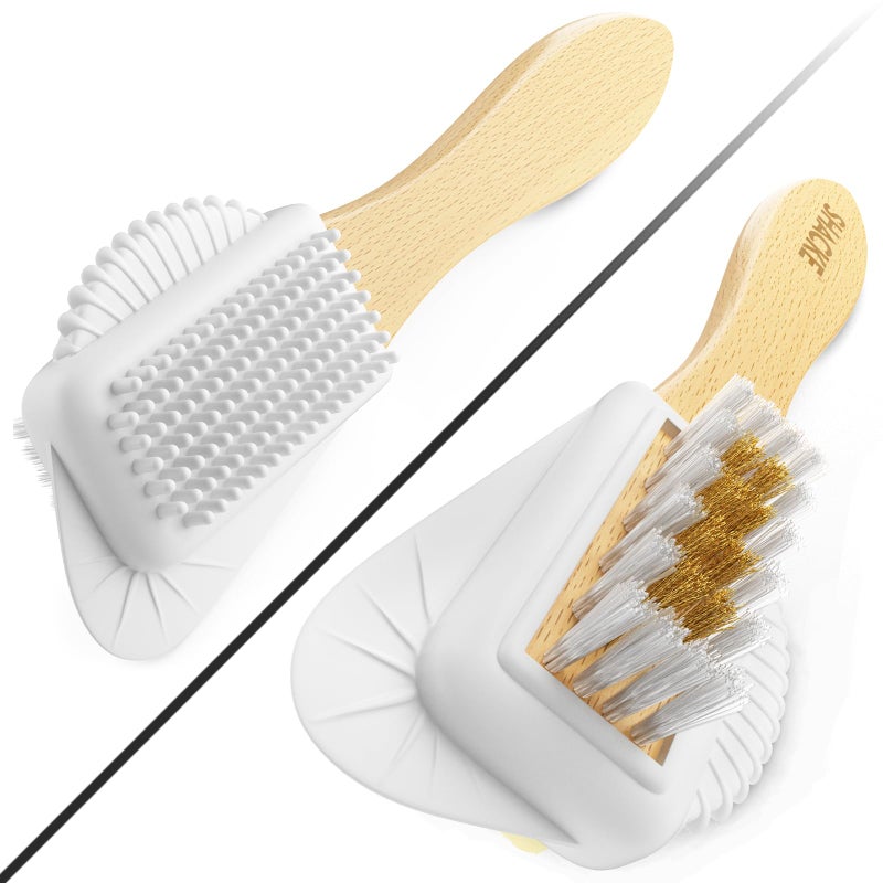 Shacke Suede & Nubuck 4-Way Leather Brush Cleaner (Wood Handle) - Image 3