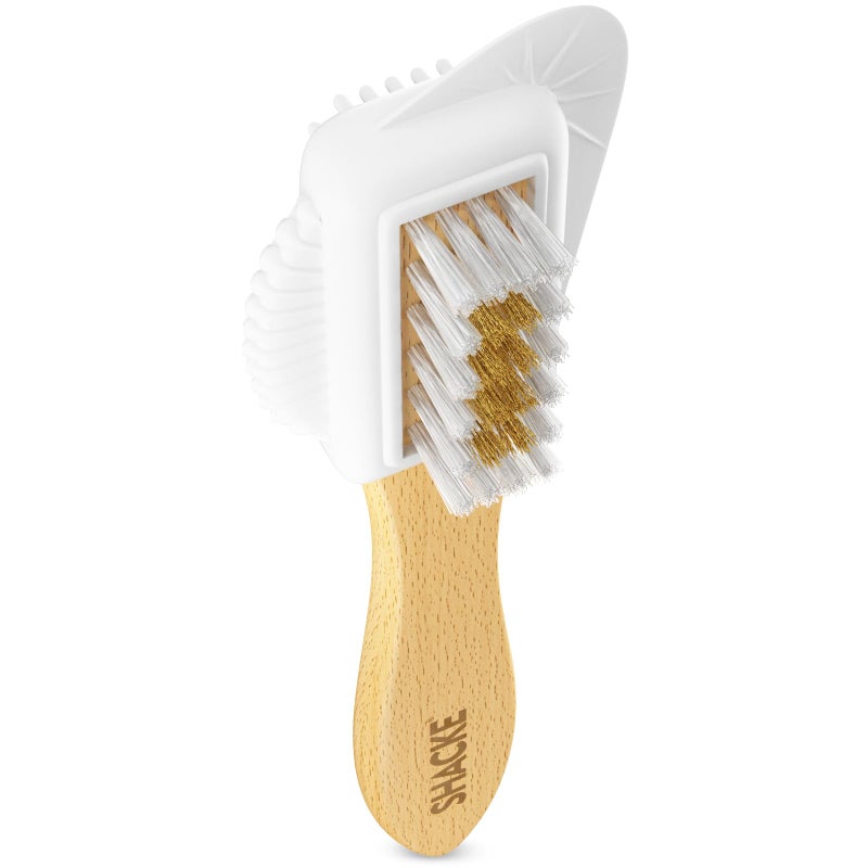 Shacke Suede & Nubuck 4-Way Leather Brush Cleaner (Wood Handle) - Image 1