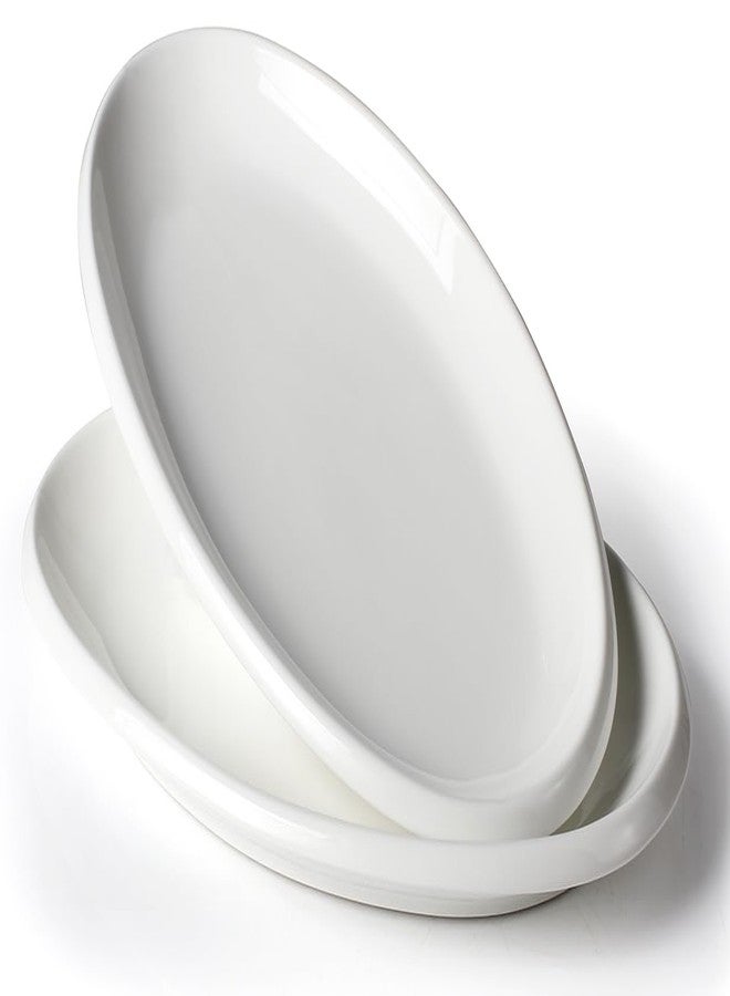 AISBUGUR 16" Large Serving Platters, White Oval Turkey Platters for Party, Wedding, Entertaining, Ceramic Serving Trays and Platters for Serving Food Appetizers Meat, Set of 2 - Image 1