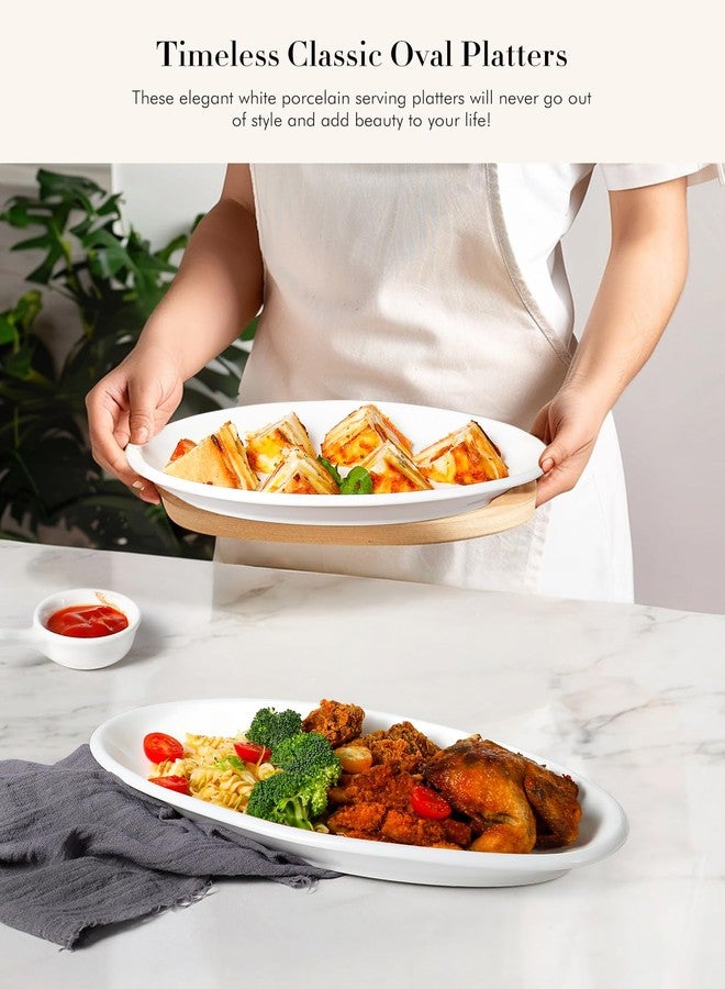 AISBUGUR 16" Large Serving Platters, White Oval Turkey Platters for Party, Wedding, Entertaining, Ceramic Serving Trays and Platters for Serving Food Appetizers Meat, Set of 2 - Image 5
