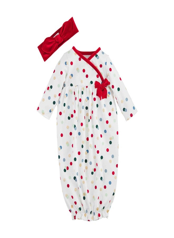 Mud Pie Baby Polka Dot Christmas Sleep Gown, One Size