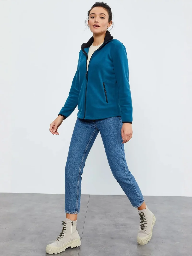 TOMMYLIFE TOMMY Women's Plush Zip-Front Sweatshirt