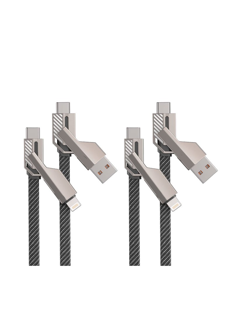 KASTWAVE 4-in-1 USB C Cable Fast Cable, 60W Fast Charging & Data Sync Flat Braided Anti-Tangle, Fit for iPhone Charger Cord with Velcro, Multi Charging Cable Combo Fast/Type C/USB A Ports, 5ft - Image 1