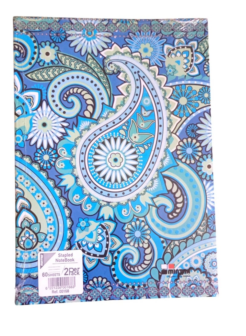 منترا دفتر مقاس A4 بدبابيس مسطر - 60 صفحة من مينترا، مجموعة من قطعتين، اشكال وألوان متعددة - Image 1