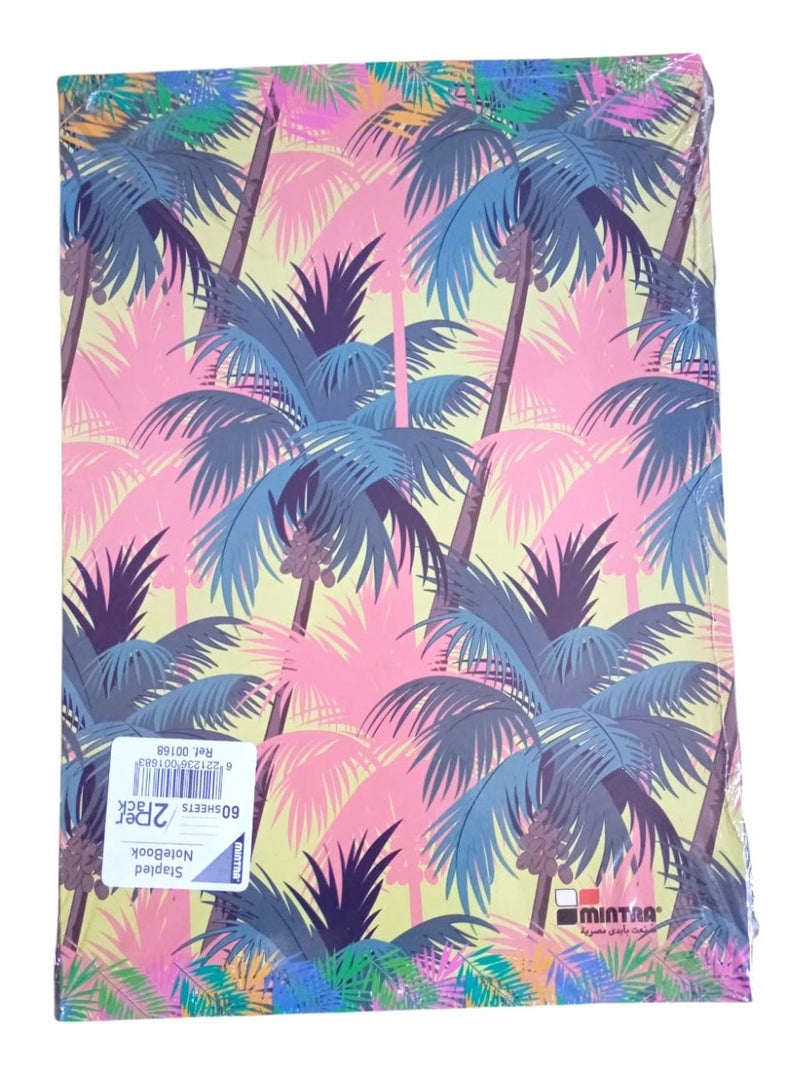 منترا دفتر مقاس A4 بدبابيس مسطر - 60 صفحة من مينترا، مجموعة من قطعتين، اشكال وألوان متعددة - Image 3