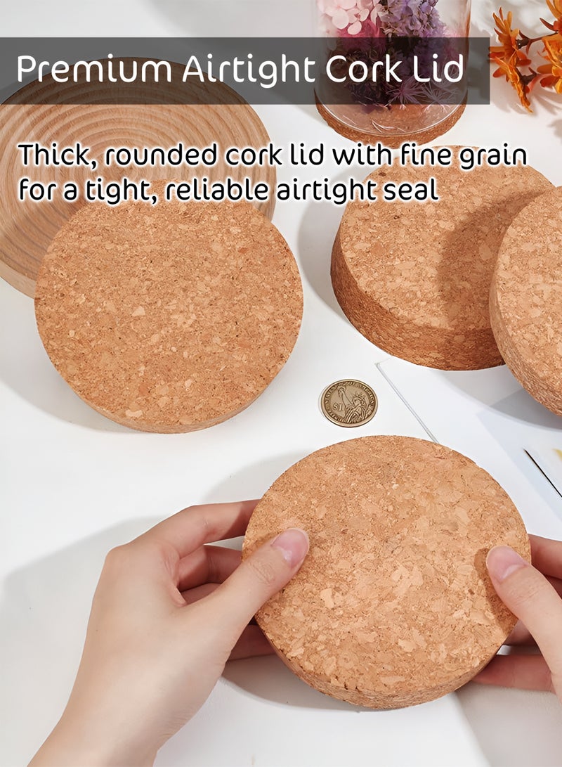 Toshionics 5-Piece Ribbed Borosilicate Glass Storage Jar Set with Cork Lids T114689 | Clear Round Textured Kitchen Canisters for Dry Food, Pasta, Spices, Snacks & Pantry Organization - Image 2