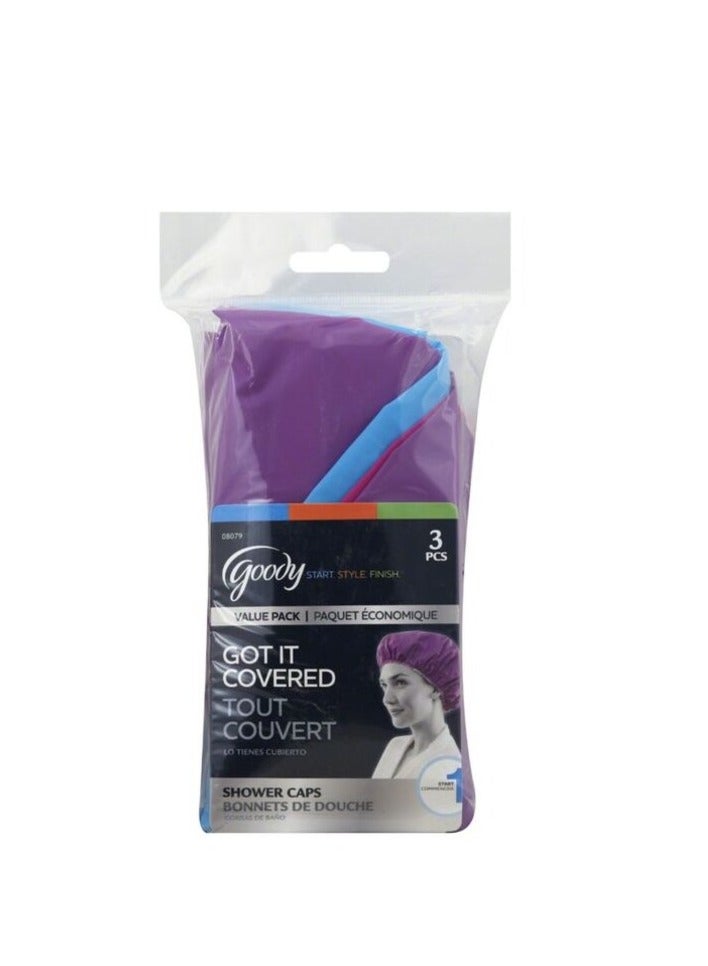 قودي  جودي - مجموعة مكونة من 3 قبعات استحمام أساسية متعددة الألوان
