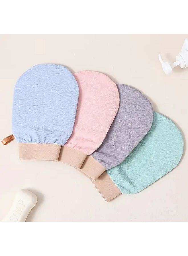 4 Pack Bath Scrubber Set Exfoliating Body Scrubber For Women Light Beige Single Layer Fine Mesh Shower Personal Hygiene Care Routine Pink Green Blue Gray - Image 2