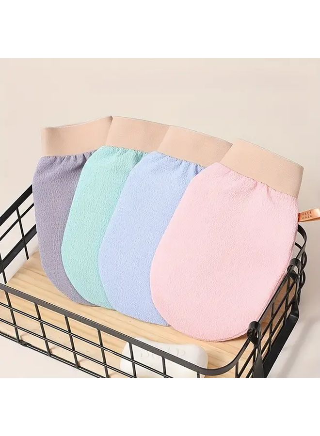 4 Pack Bath Scrubber Set Exfoliating Body Scrubber For Women Light Beige Single Layer Fine Mesh Shower Personal Hygiene Care Routine Pink Green Blue Gray - Image 1