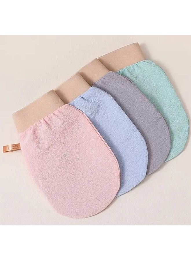 4 Pack Bath Scrubber Set Exfoliating Body Scrubber For Women Light Beige Single Layer Fine Mesh Shower Personal Hygiene Care Routine Pink Green Blue Gray - Image 3