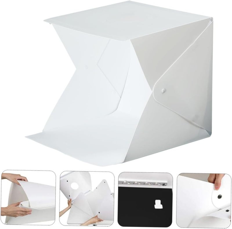 20cm Mini Folding Photography Light Box Tent Kit with Dual LED Strips, Portable Softbox Photo Studio with 2 Colored Backdrops for Jewelry and Product Shooting - Image 5