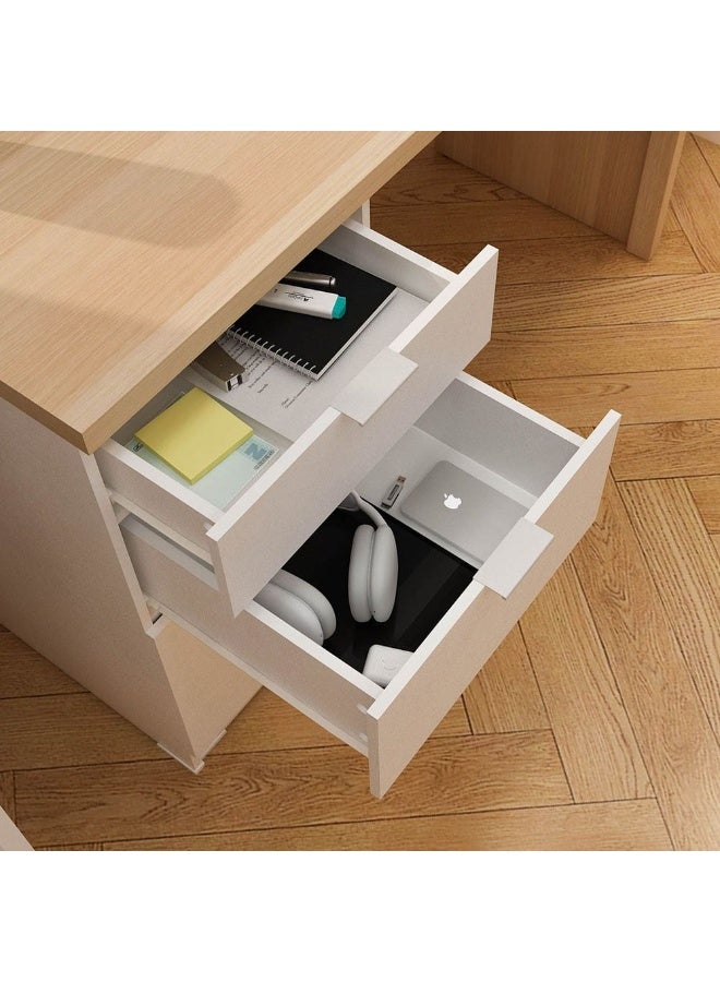 دانوب هوم Barbados Office Desk With 2 Drawers And 1 Door+Shelf | Computer Table Office Desk Workstation | Modern PC Laptop Gaming Table | Wooden Study Table For Home Office L119xW47xH75cm - White/Oak  - Image 3