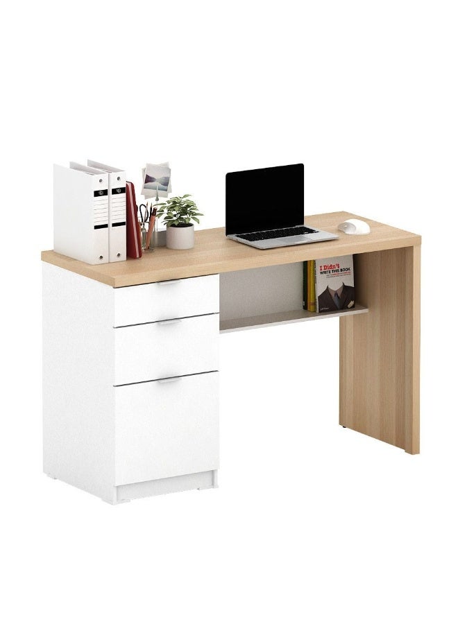 دانوب هوم Barbados Office Desk With 2 Drawers And 1 Door+Shelf | Computer Table Office Desk Workstation | Modern PC Laptop Gaming Table | Wooden Study Table For Home Office L119xW47xH75cm - White/Oak  - Image 4