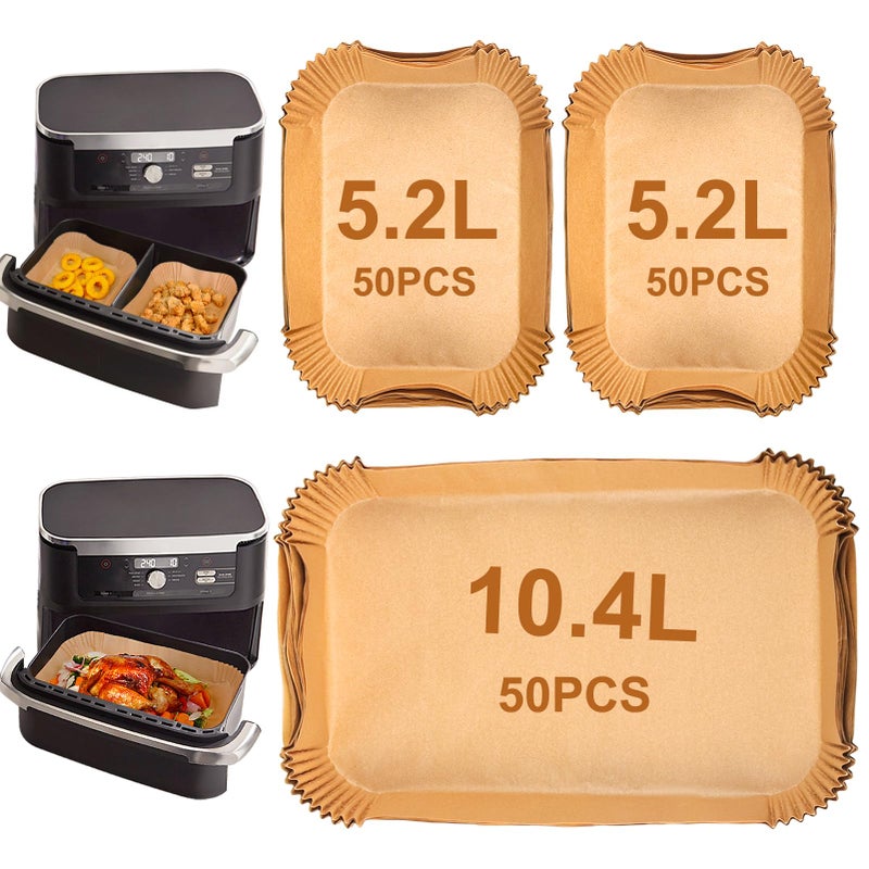 YQL 150PCS Air Fryer Liners for Ninja Foodi FlexDrawer AF500UK 104L AF500UKCP Disposable Parchment Paper for COSORI Dual Blaze 10L Instant Versazone Dual 85L Duronic 10L Air Fryer Accessories