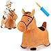iPlay, iLearn iPlay iLearn Bouncy Pals Brown Hopping Horse Toddler Plush Animal Hopper Toy Kids Inflatable Ride on Bouncer WPump Indoor Outdoor Jumper Birthday Gifts for 18 24 Months 2 3 Year Old Boys Girls - Image 4