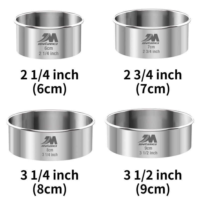 M JINGMEI M JNGMEI 4 Pieces Stainless Steel Cookie Cutter Set 2.25inch  2.75inch  3.25inch 3.5inch Biscuit Plain Edge Round Cutters Sizes Shape Molds GIFT PACKAGE - Image 3