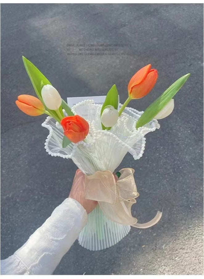 5pcs, 1.57 inch x 10 yards (Total 50 yards), Cake Flower Ribbon Tie, Butterfly DIY Headband Material, Wave Curl Packaging Tie, Fishtail Yarn Woven Satin Floating Color Ribbon For Room Decoration, Wedding Party Decoration Ribbon, Unique Gift Box Tie Ribbon - Image 4