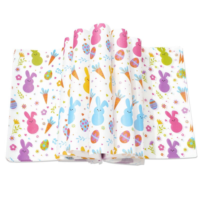 JarThenaAMCS JarThenaAMCS 150Pcs Easter Bunny Rabbit Wax Paper 83 x 95 inch Paper Sandwich Wrap Picnic Liners 