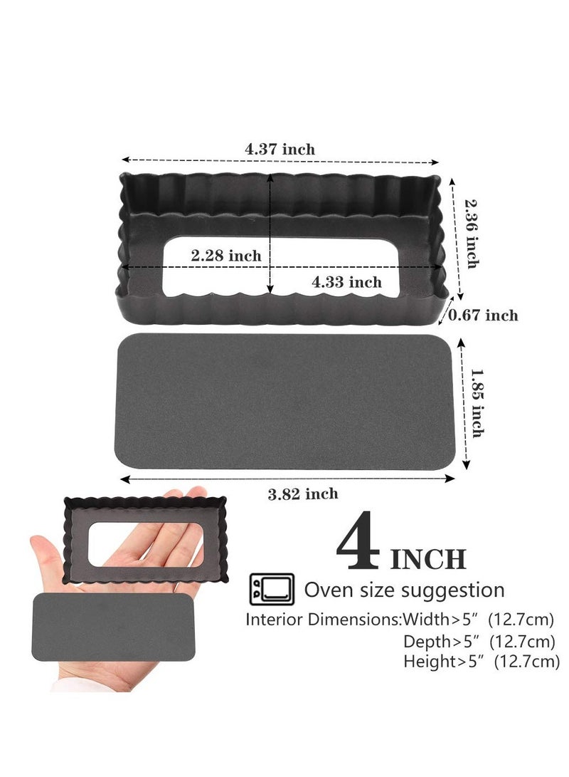 Mini Tart Pan Set of 4 Rectangular Non-Stick 4 Inch Quiche Pan Loose Removable Bottom Tart Pan for Pies, Quiche Bakeware, Cheese Cakes, Desserts - Image 5