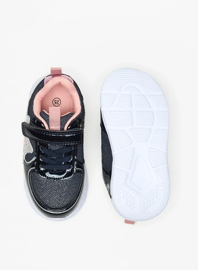 Flora Bella By Shoexpress Applique Detail Sneakers with Hook and Loop Closure