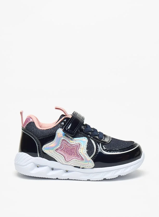 Flora Bella By Shoexpress Applique Detail Sneakers with Hook and Loop Closure