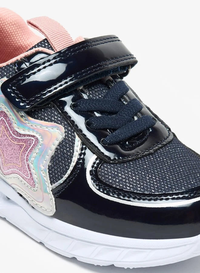 Flora Bella By Shoexpress Applique Detail Sneakers with Hook and Loop Closure