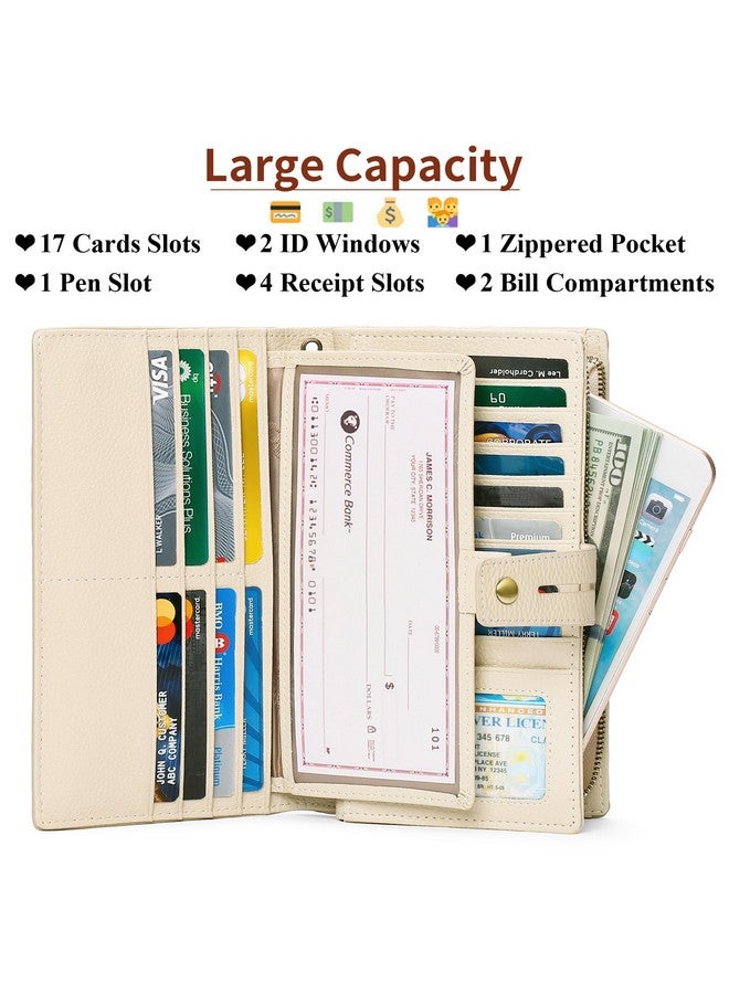 SENDEFN Women'S Wallet Large Capacity Rfid Blocking Leather Wallets Credit Cards Organizer With Checkbook Holder - Image 2