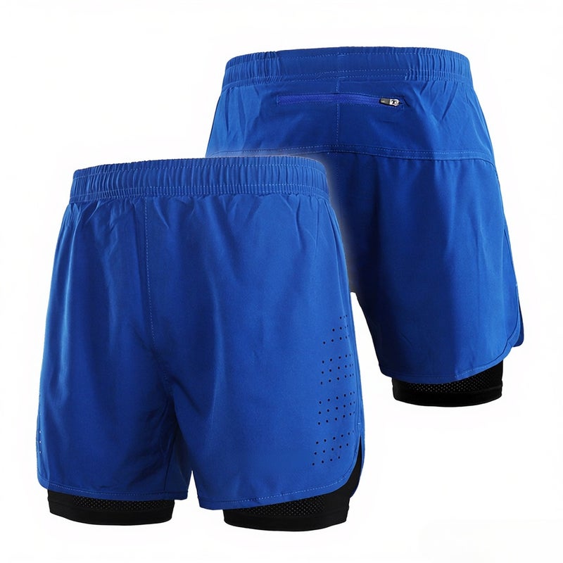 Men's 2-in-1 Running Shorts Quick Drying Breathable Active Training Exercise Jogging Cycling Shorts with Longer Liner - Image 1