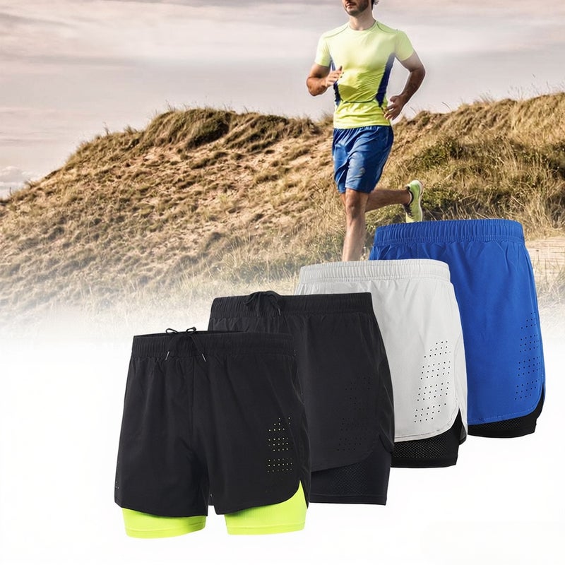 Men's 2-in-1 Running Shorts Quick Drying Breathable Active Training Exercise Jogging Cycling Shorts with Longer Liner - Image 4