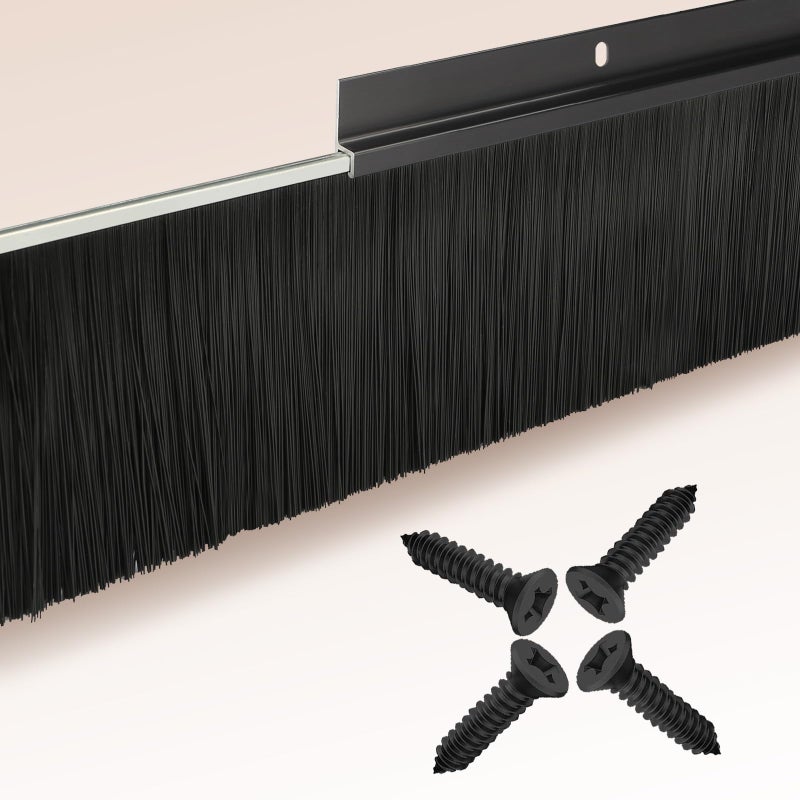 CEPIA 4-Pack Garage Door Brush Seal â€“ Cepia Black Bottom Sweep â€“ Roll-Up Door Stripping, 2.80" Wide x 39.3" Long, Aluminum Alloy Base, Ideal for Exterior Doors and Industrial Use (157.5 in / 400 cm) - Image 1